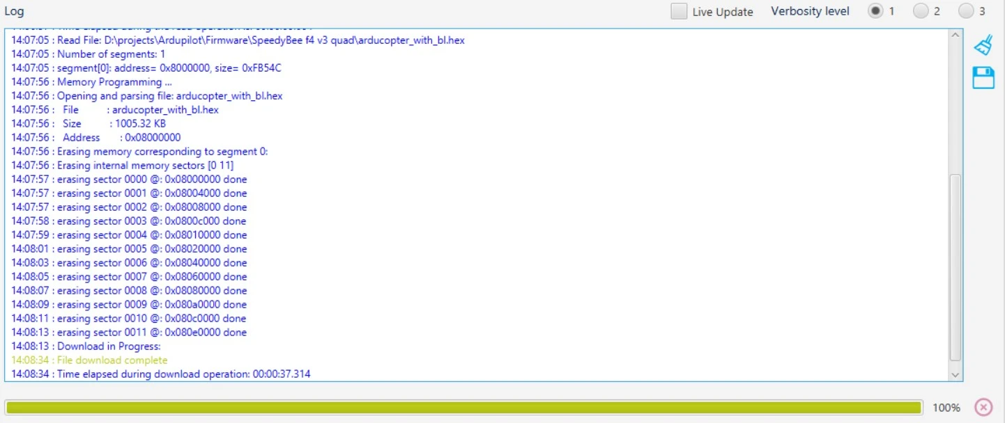 Process of flashing the controller in STM32CubeProgrammer