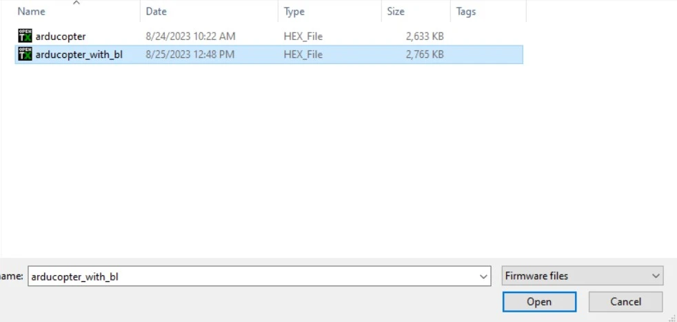 Select firmware file in STM32CubeProgrammer