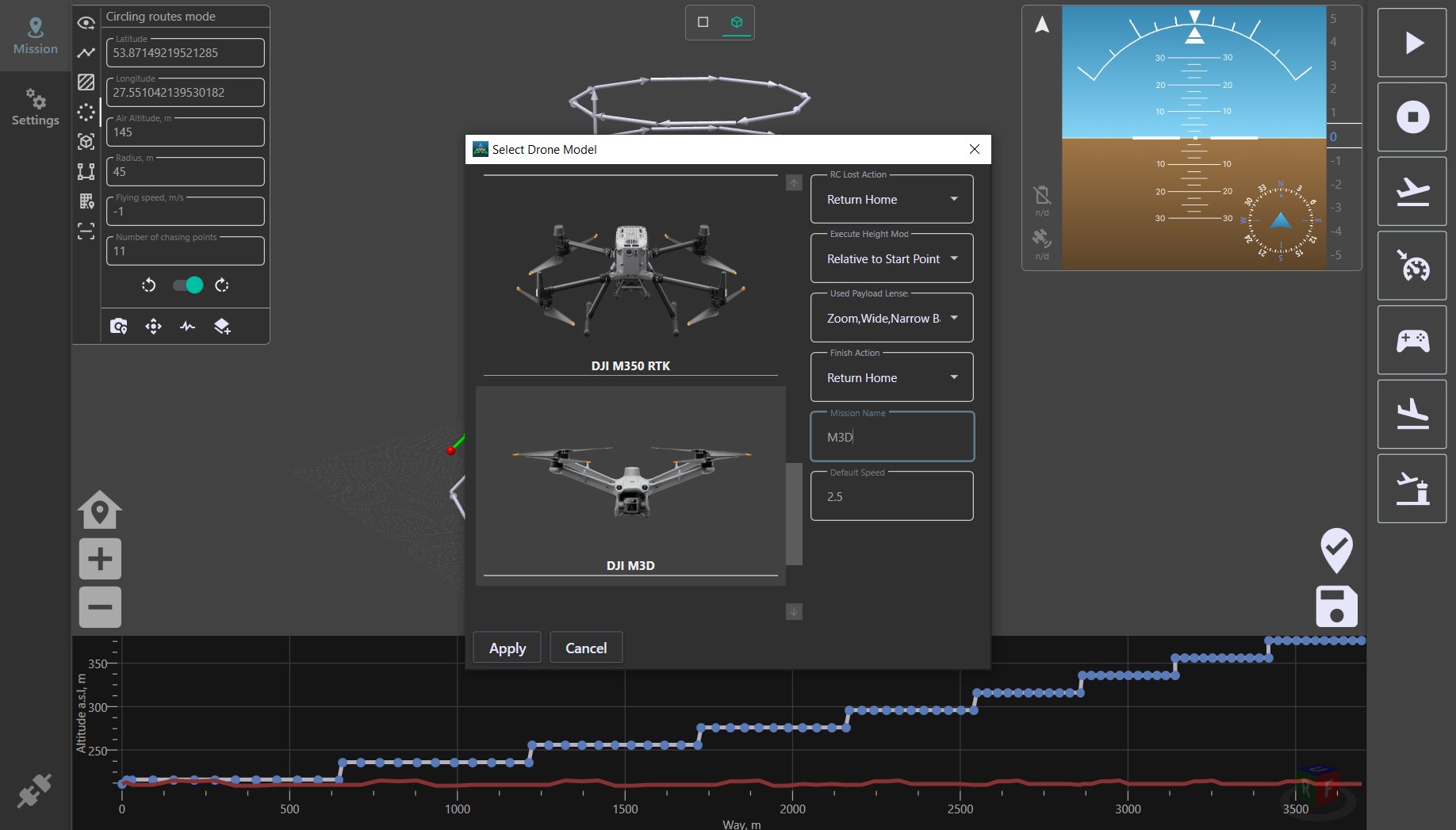 Exporting a flight mission to DJI format in LOGOS GCS
