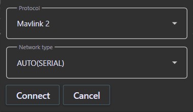 SERIAL port settings in LOGOS GCS: connecting to the UAV