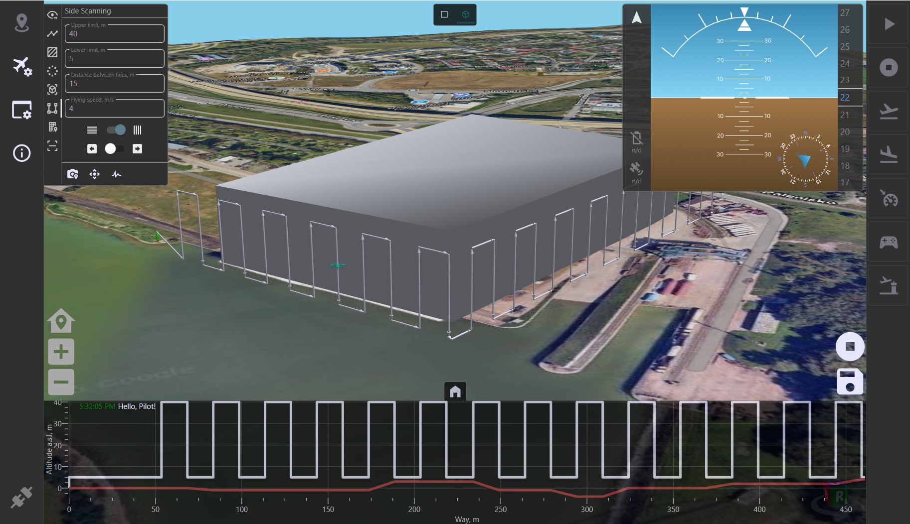 Demonstration of the route for inspecting building facades at LOGOS GCS